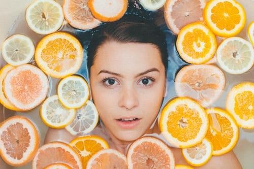 Teenage girl doing skin care remedies